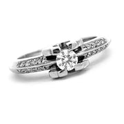 18K White Gold Vintage Inspired Diamond Engagement Ring